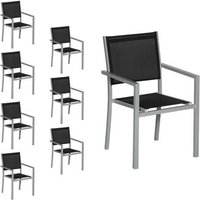 Juego de 8 Sillas de Aluminio y Textileno