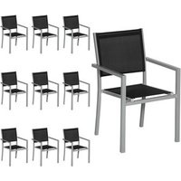 Juego de 10 Sillas de Aluminio y Textileno