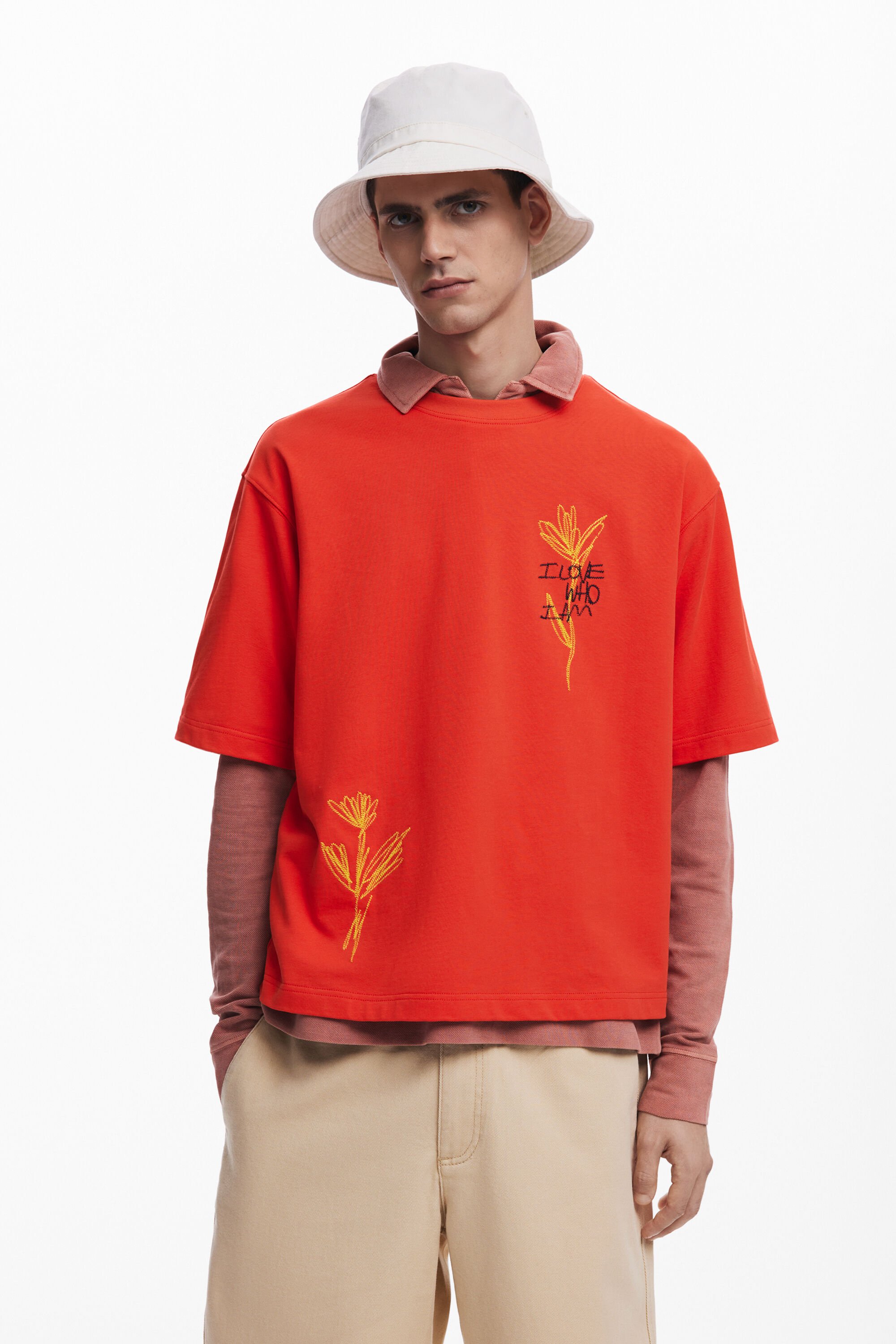 Camiseta manga corta flores hombre