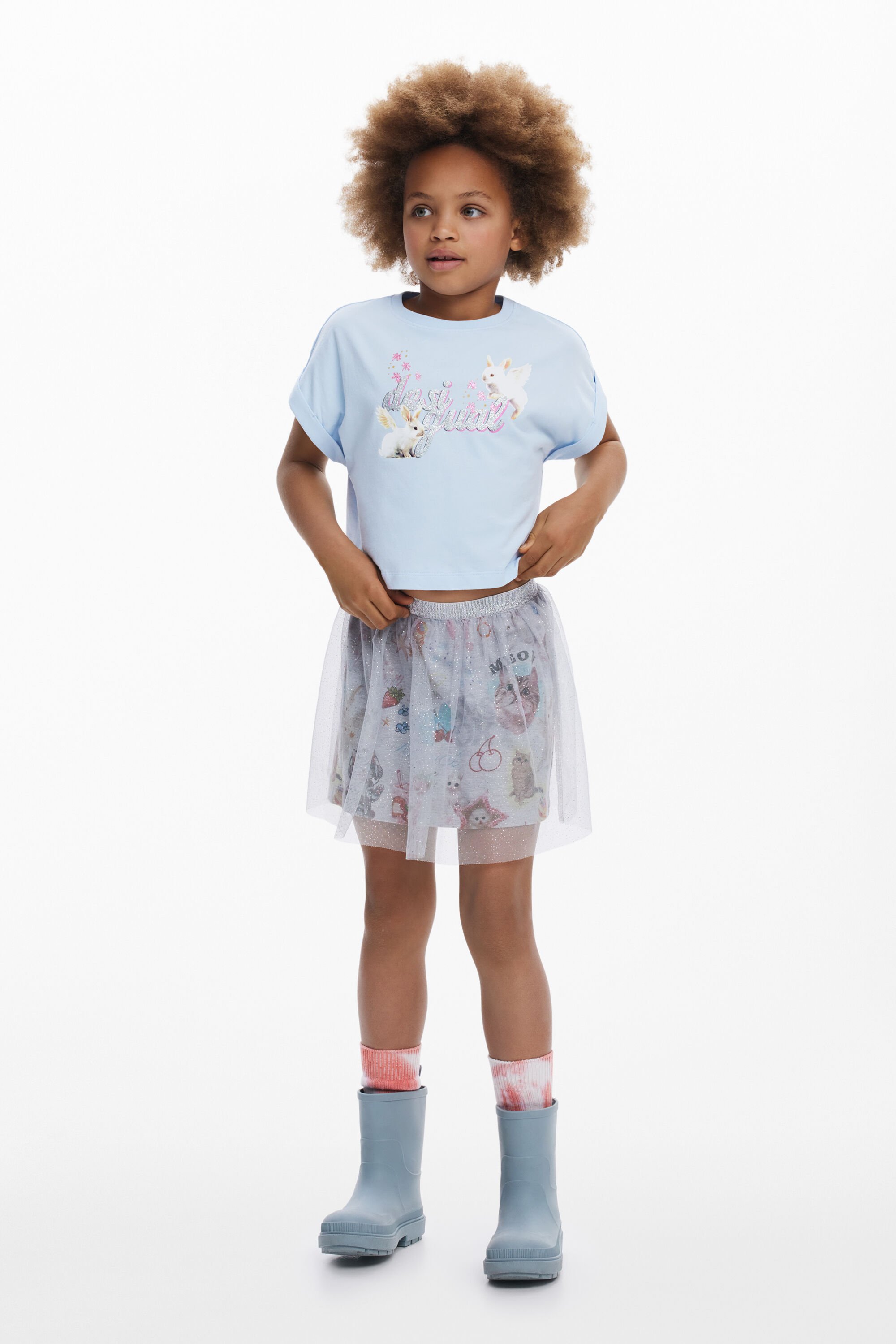 Camiseta Desigual con Logo de Conejos Brillantes