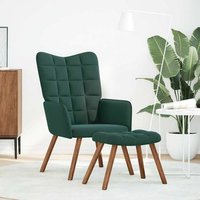Sillón de Relax con Reposapiés Terciopelo Verde Oscuro CFW829348