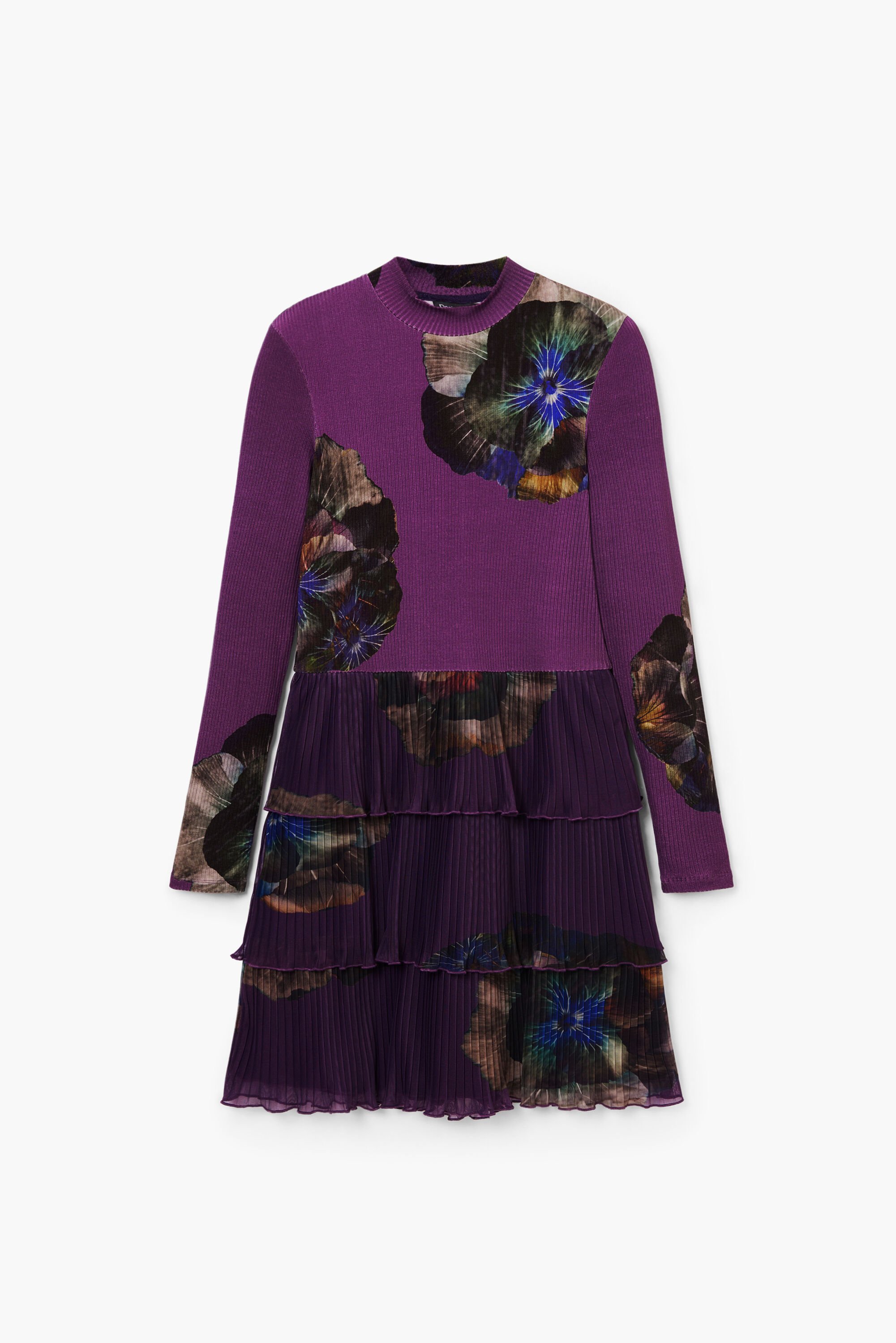 Vestido de niña Desigual con volantes y estampado de flores
