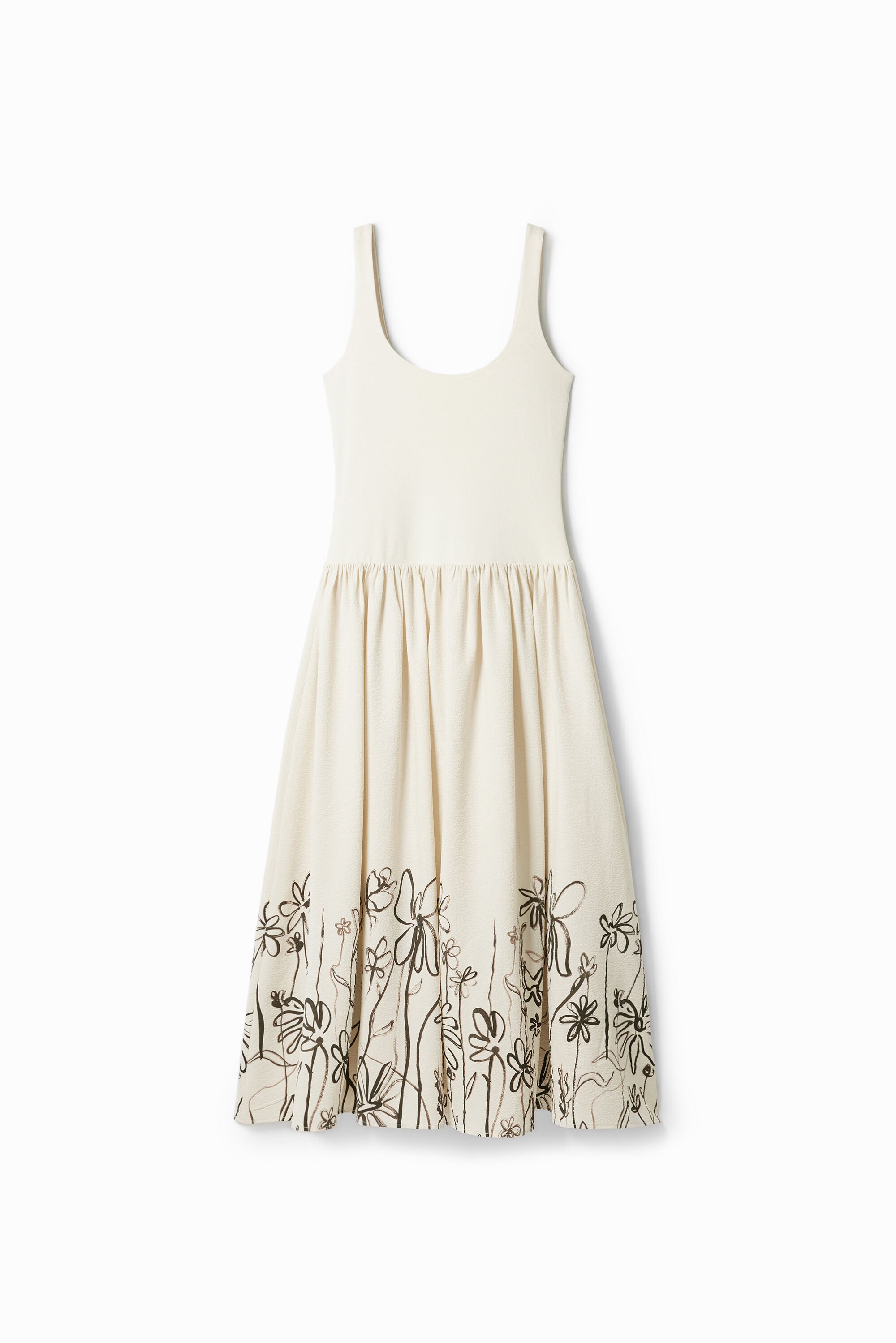 Vestido midi evasé flores fehombre