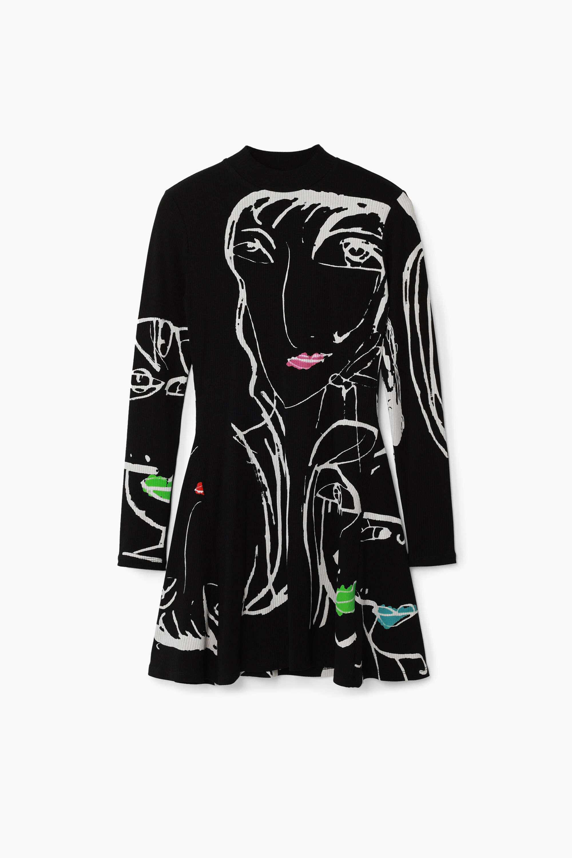 Desigual Vestido estampado caras fehombre