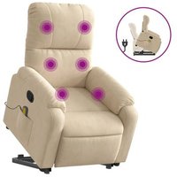 Sillón Reclinable de Masaje Elevable de Tela Microfibra Vidaxl