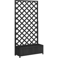 Jardinera con Enrejado de Madera Maciza de Abeto Negro