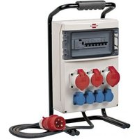 Distribuidor de Corriente Portátil para Obra y Exteriores con Interruptor Fi y Enchufes CEE