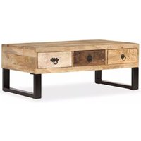 Mesa de centro de madera de mango con 3 cajones