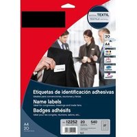 Etiquetas Textiles Adhesivas 63.5 x 29.6mm (20 Hojas/540 Etiquetas)