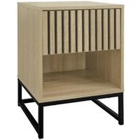 Mesita de Noche Contemporánea Efecto Madera Estriada