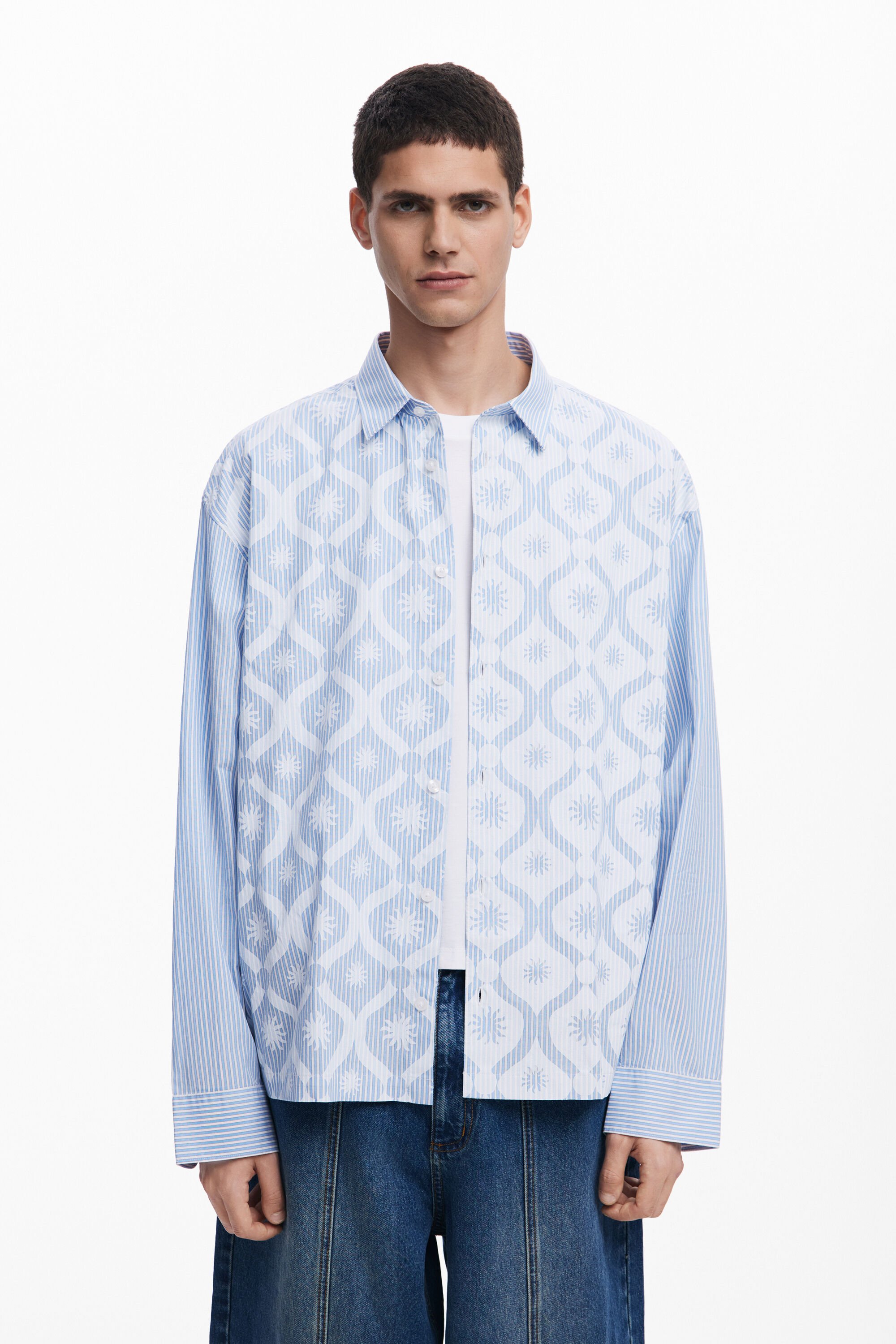 Camisa de rayas de manga larga para hombre Desigual