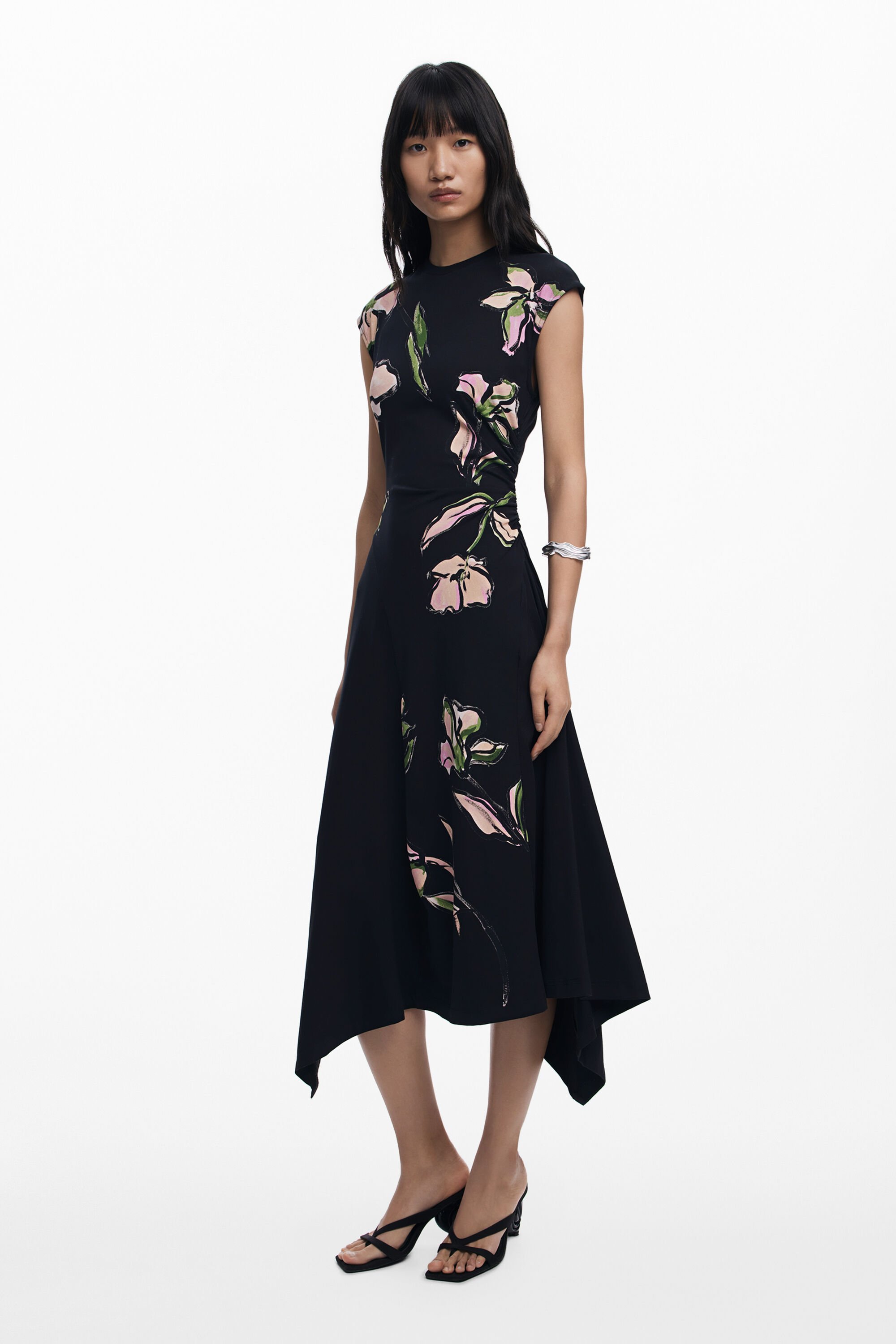 Vestido Desigual Mujer Flores Irregular