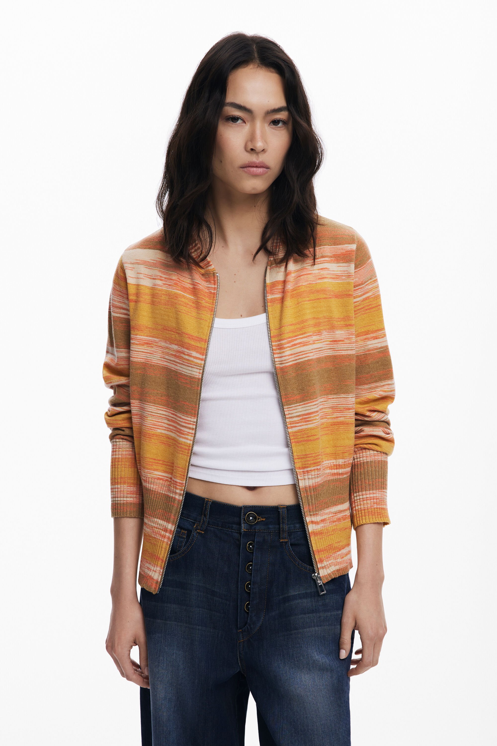Jersey de hombre Desigual con rayas y cremallera