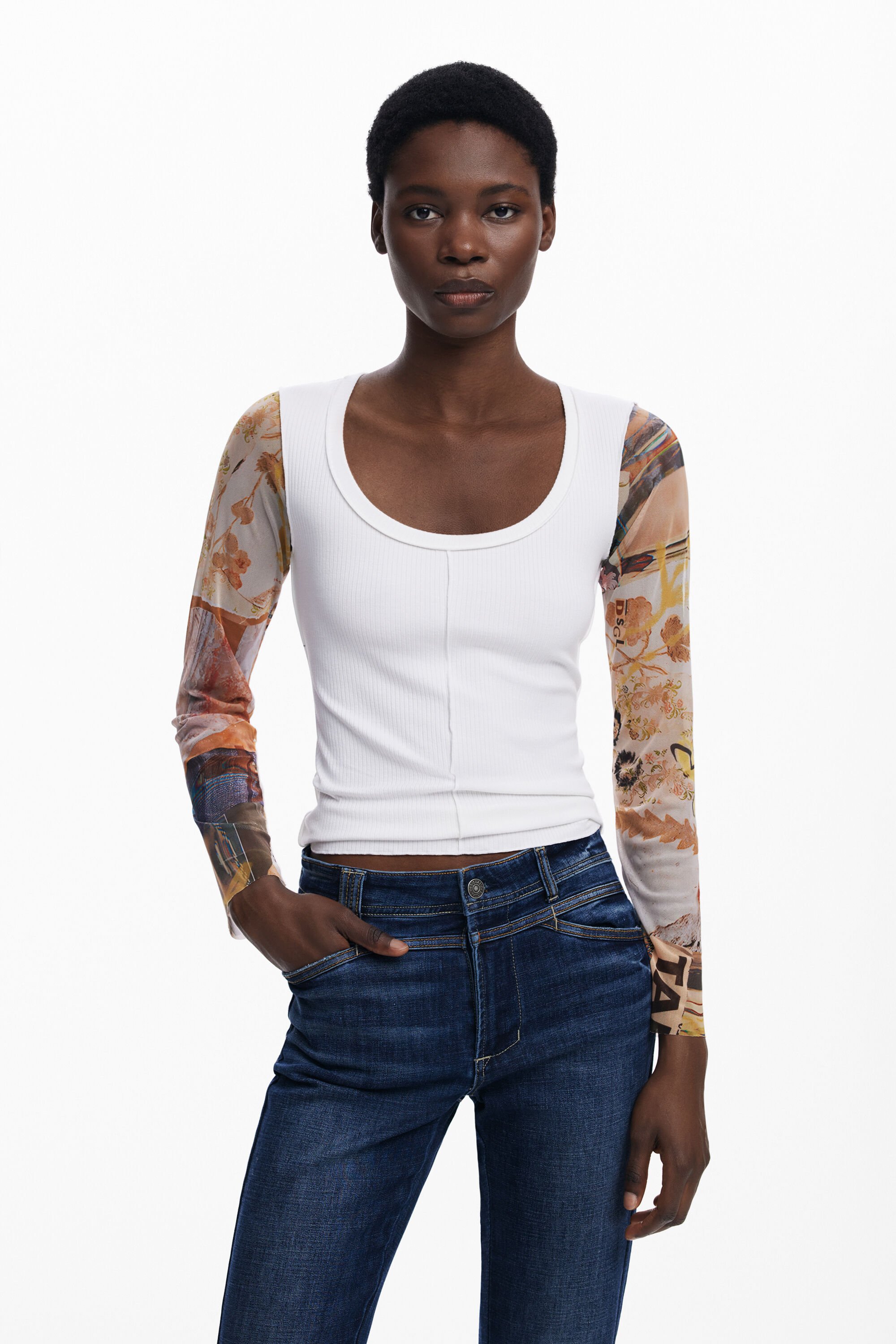 Camiseta de gasa con mangas para hombre Desigual