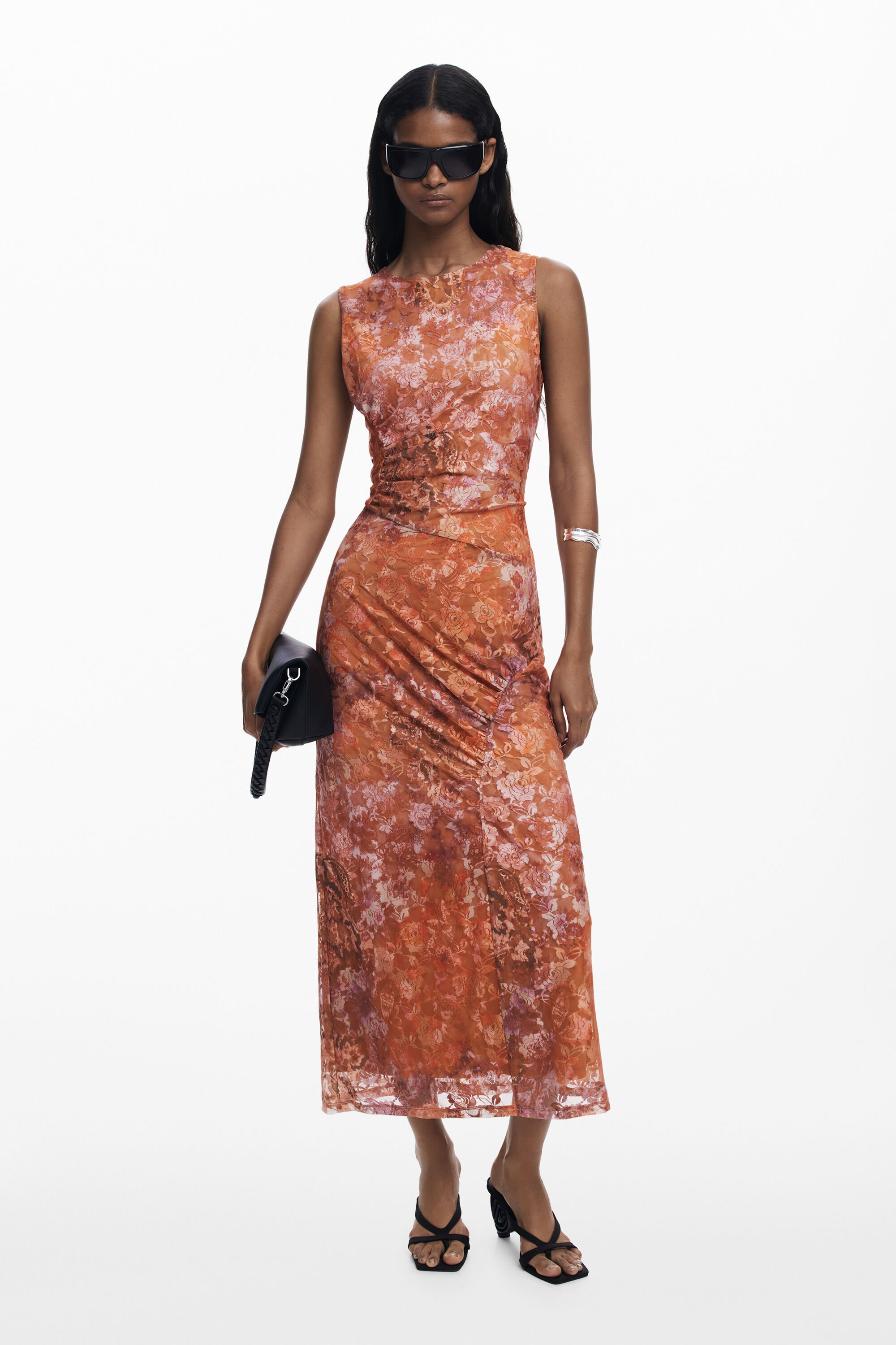 Desigual Vestido drapeado floral