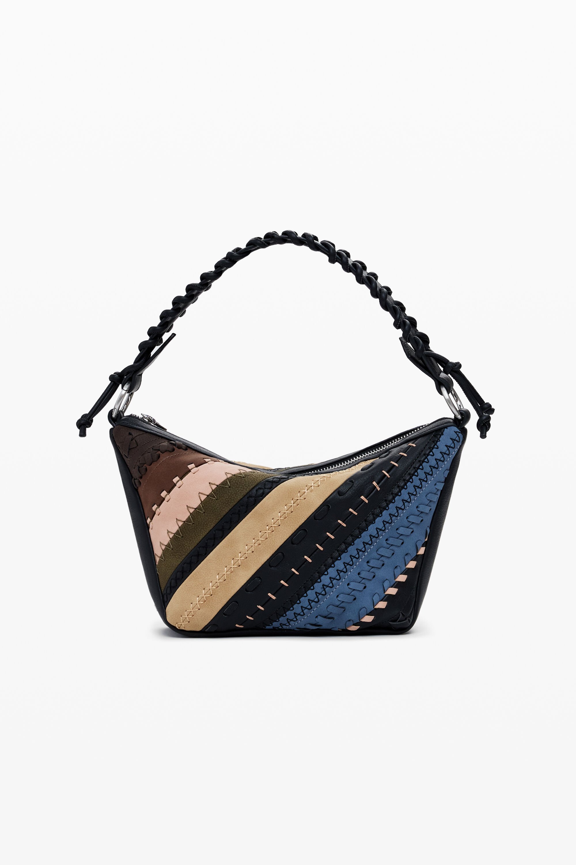 Bolso de Hombro Desigual Patchwork Mediano