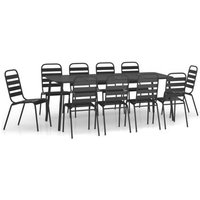 Juego de Comedor de Jardín 11 Piezas Acero Gris Antracita