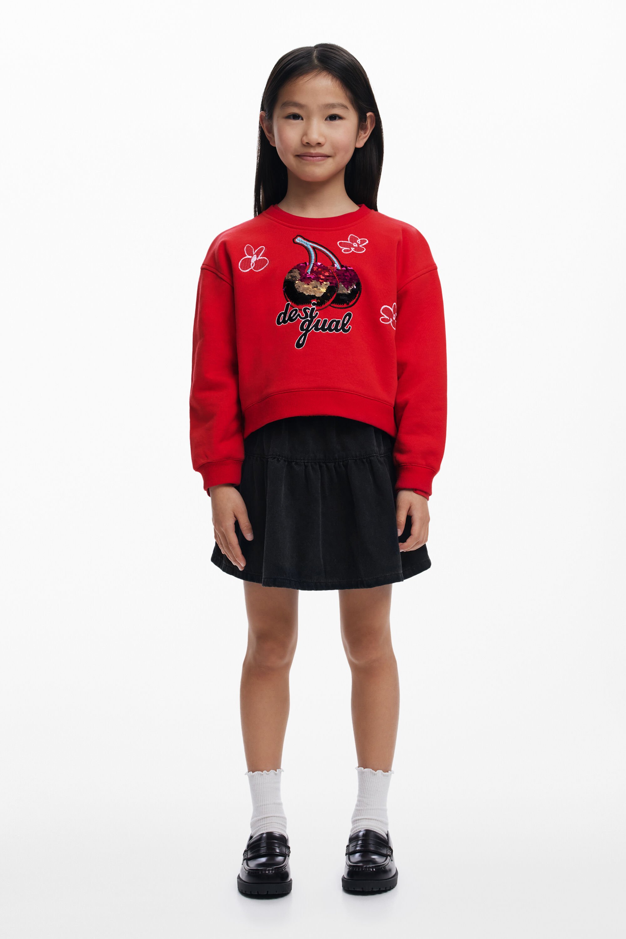 Sudadera Desigual con cerezas y lentejuelas para mujer