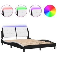 Estructura Cama Con Led Cuero Sintético 140x200 cm