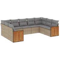 Sofá de Jardín de Ratán Sintético Beige de 9 Piezas