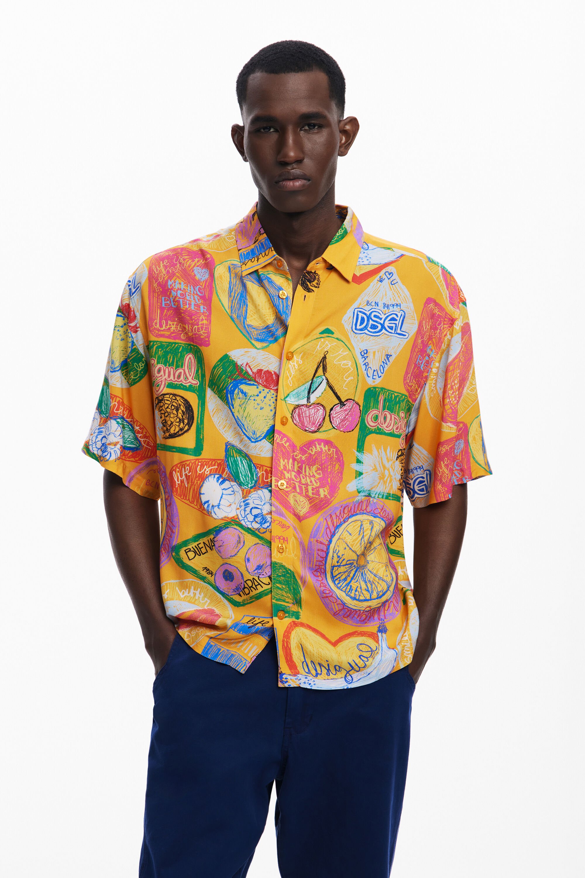 Camisa manga corta frutas hombre