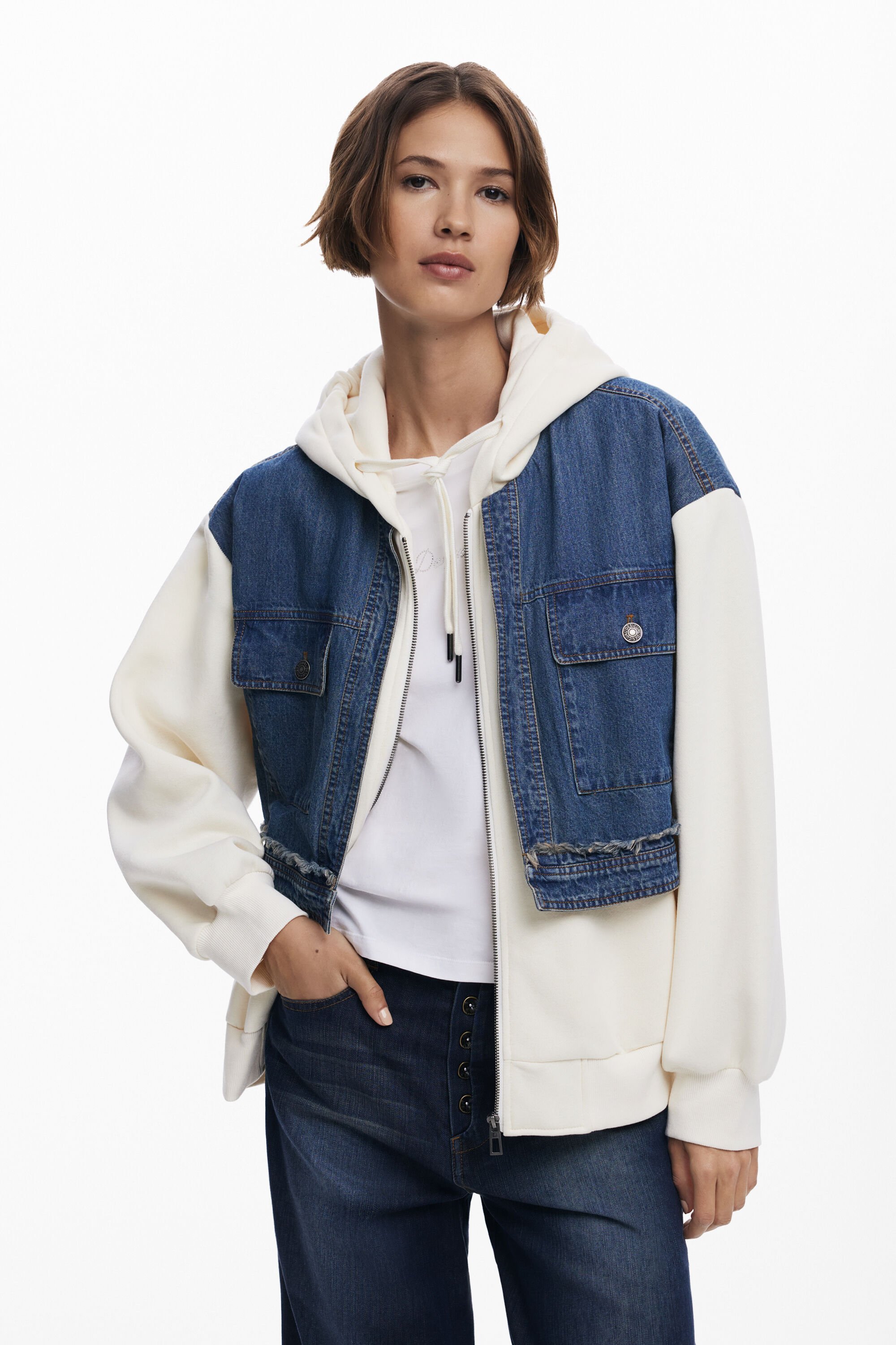Desigual Sudadera combinada denim fehombre
