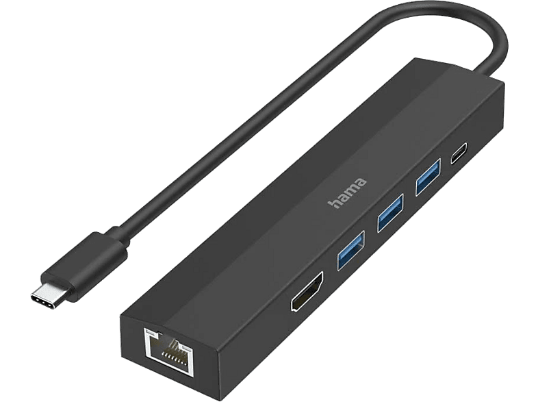 Hub USB-C Hama 00200144 con 6 Conexiones (3x USB-A, 1x USB-C, HDMI, LAN) 5 Gbps