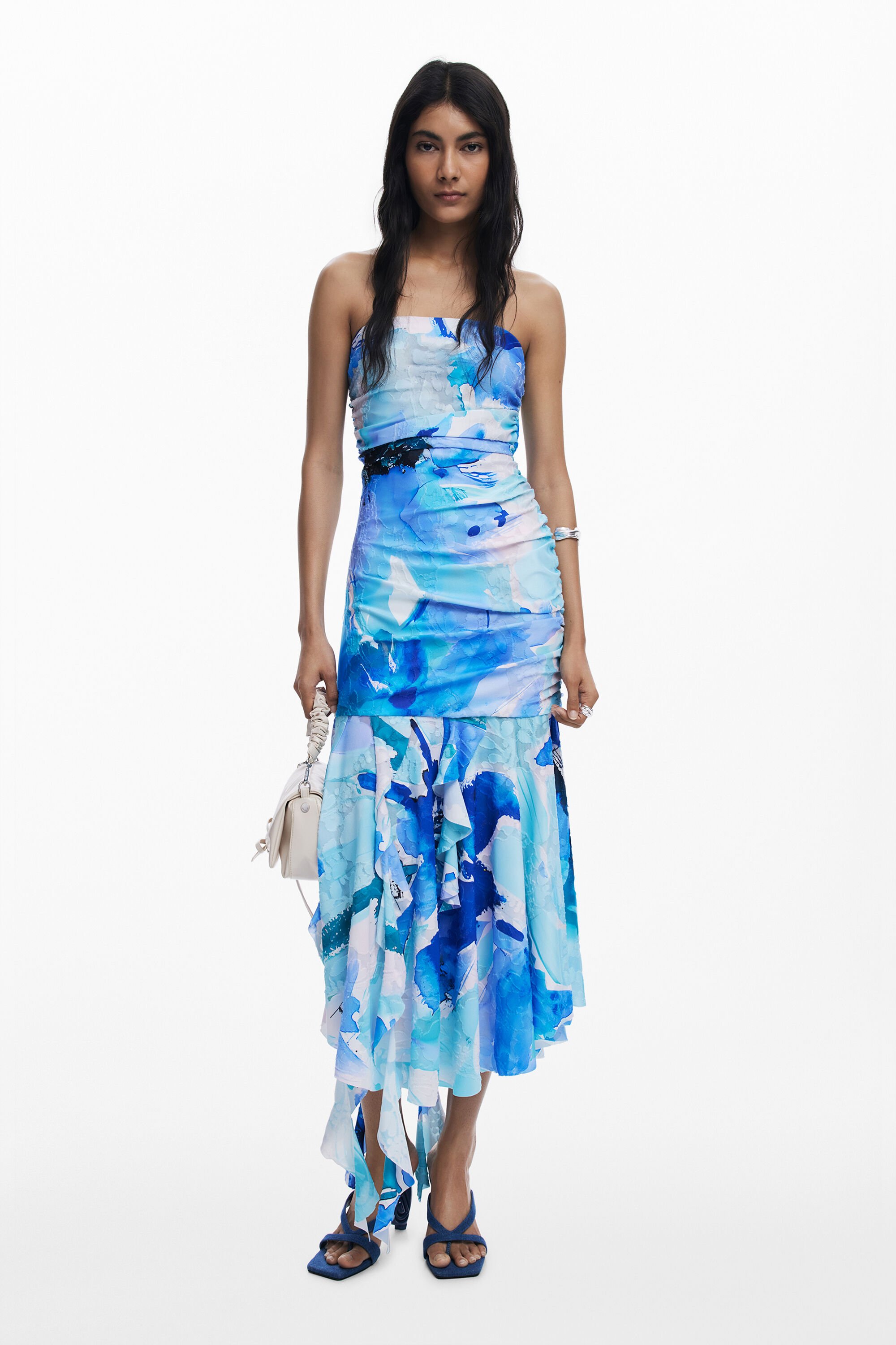 Vestido Bandeau Asimétrico Desigual