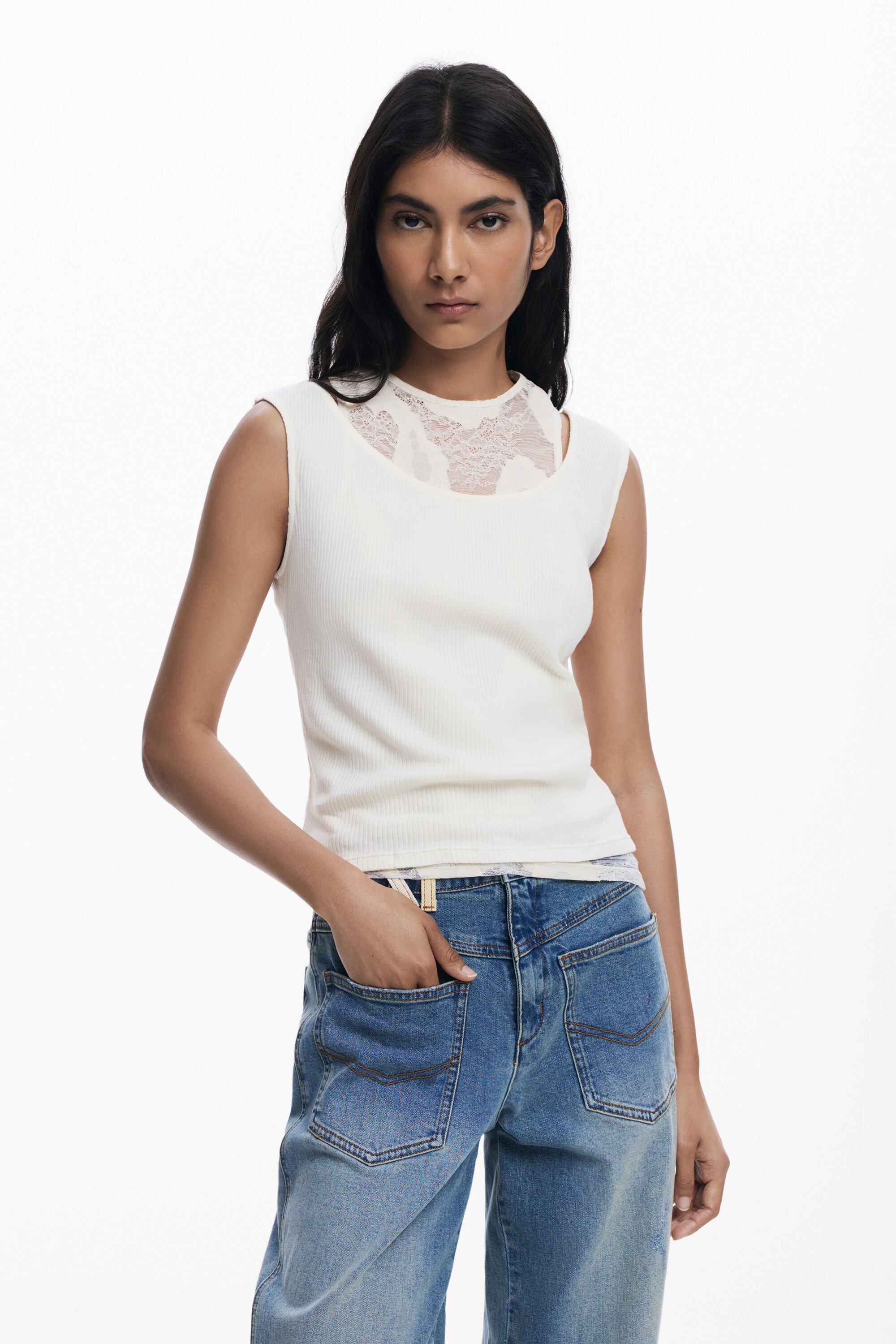 Camiseta doble sin mangas Desigual para hombre Camiseta doble sin mangas Desigual para hombre