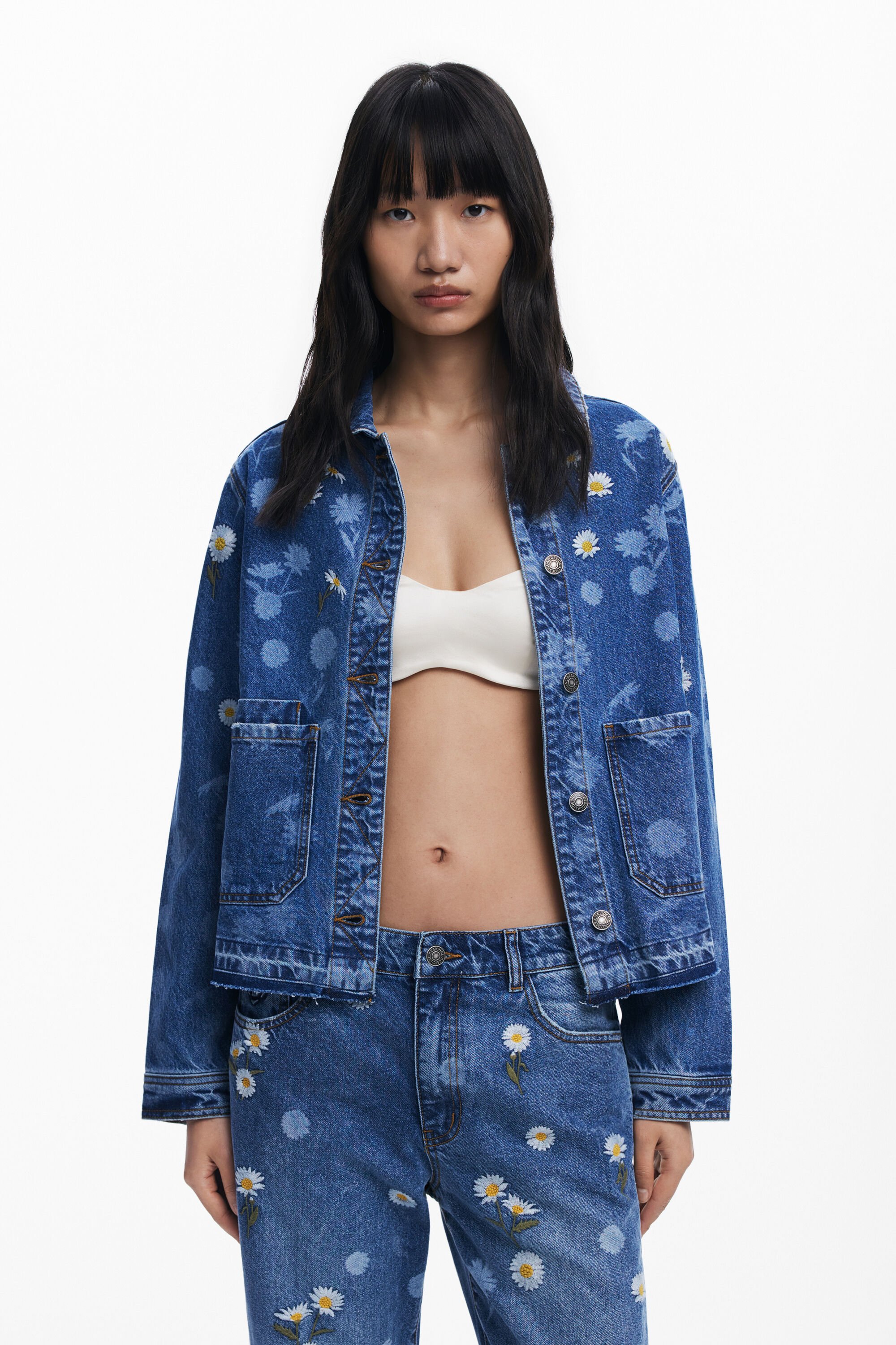 Chaqueta Vaquera Desigual de Hombre con Margaritas