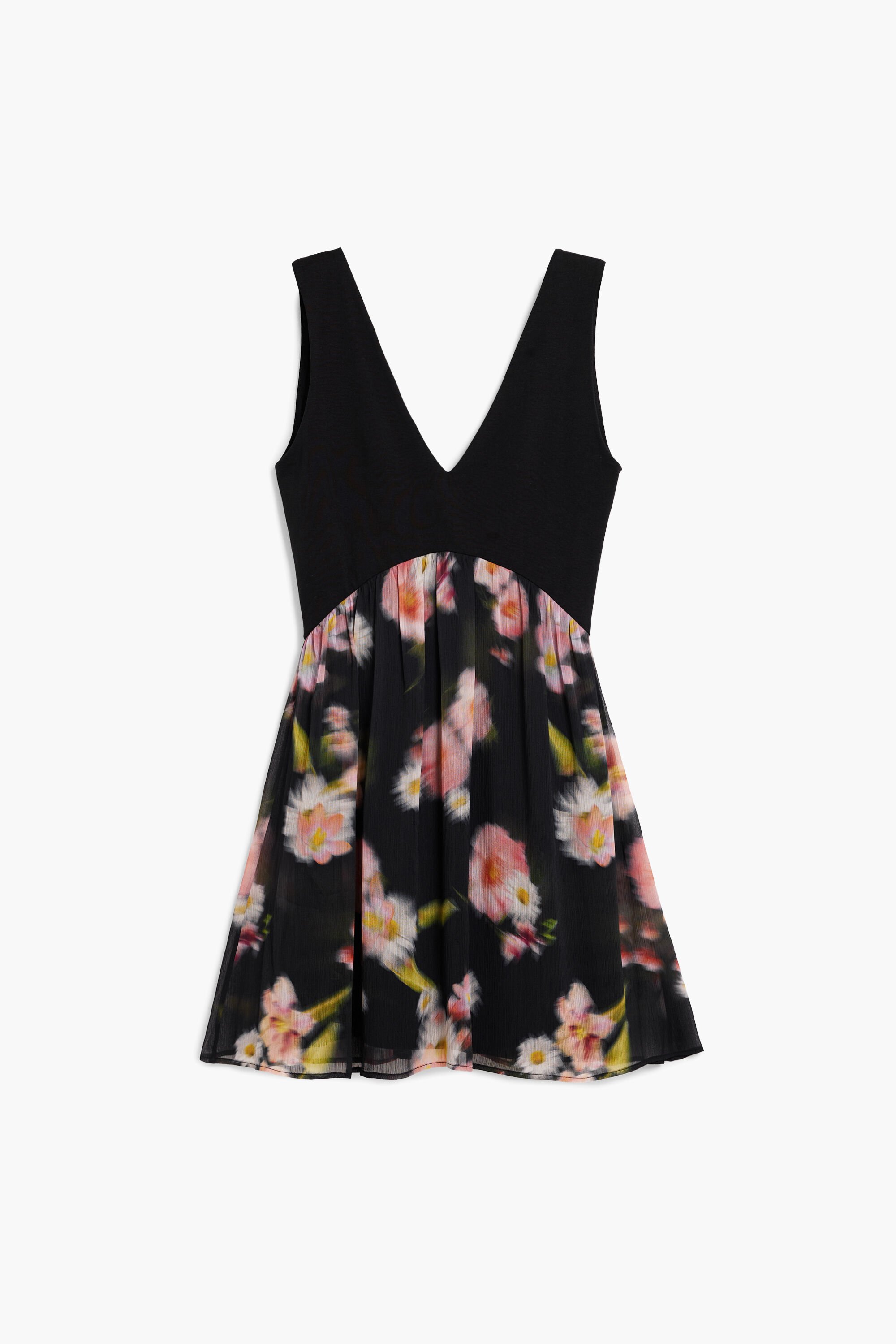 Vestido corto bimateria flores