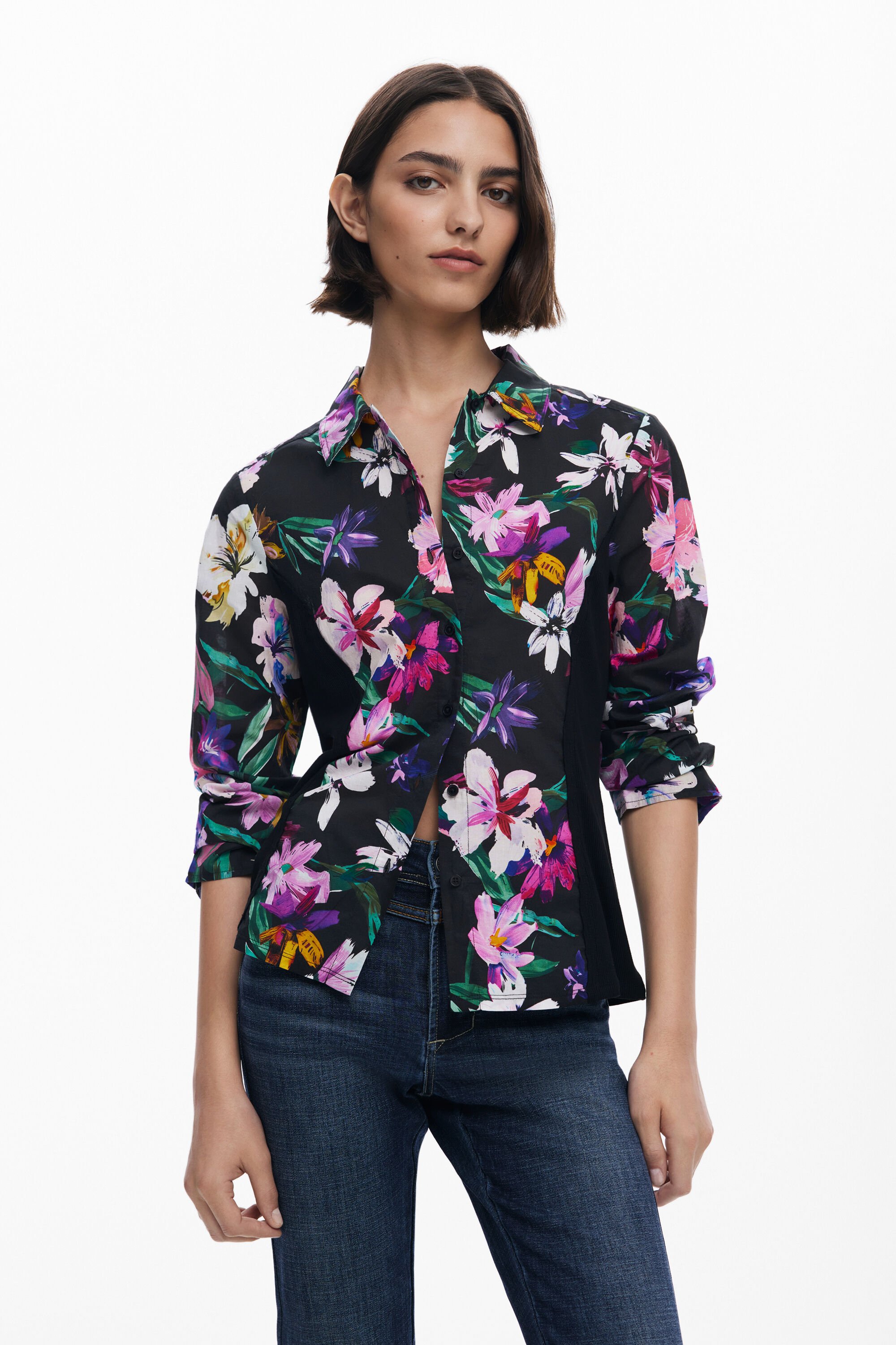 Camisa Desigual "Flores Silueta" para Mujer