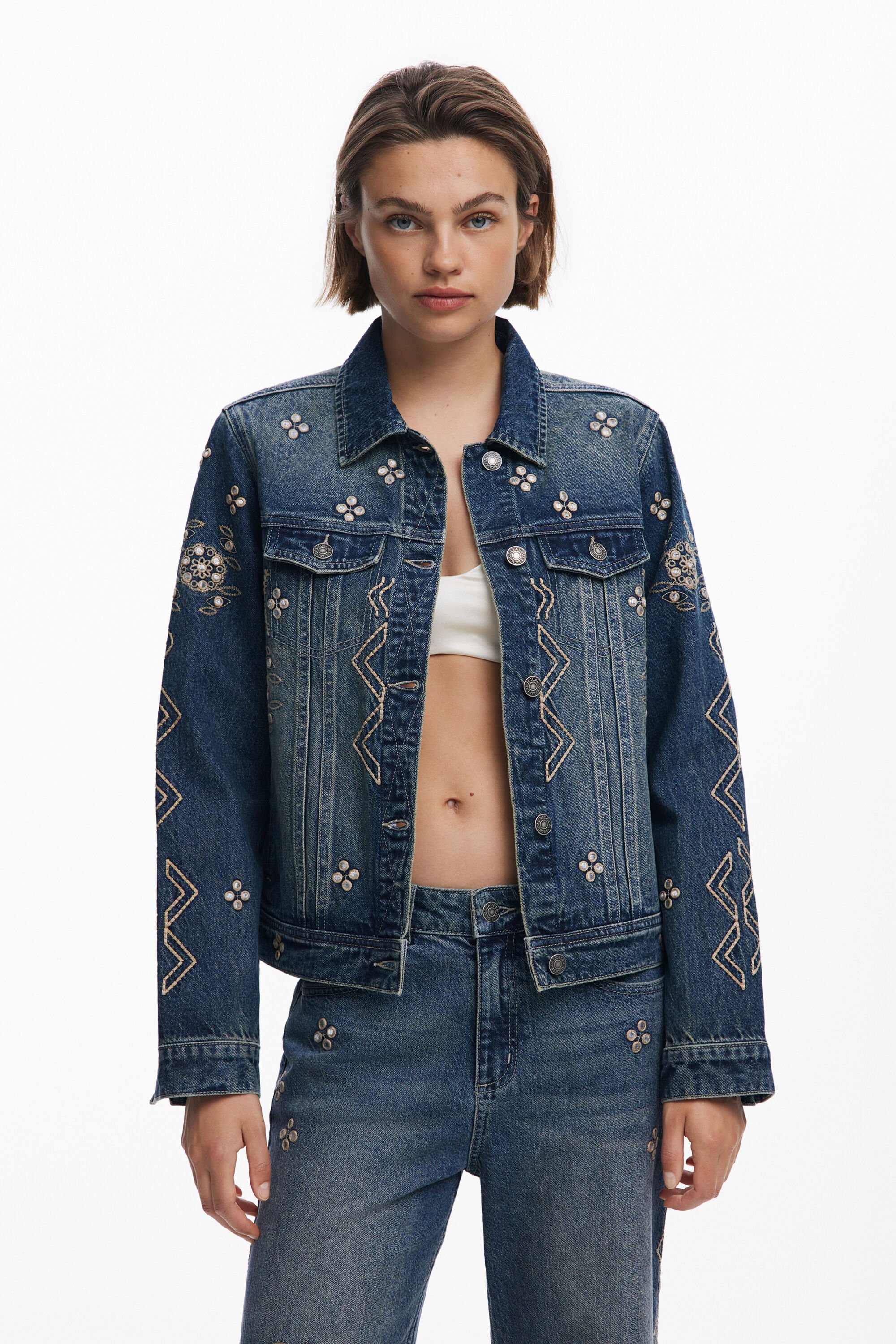 Chaqueta vaquera Desigual para mujer con espejos