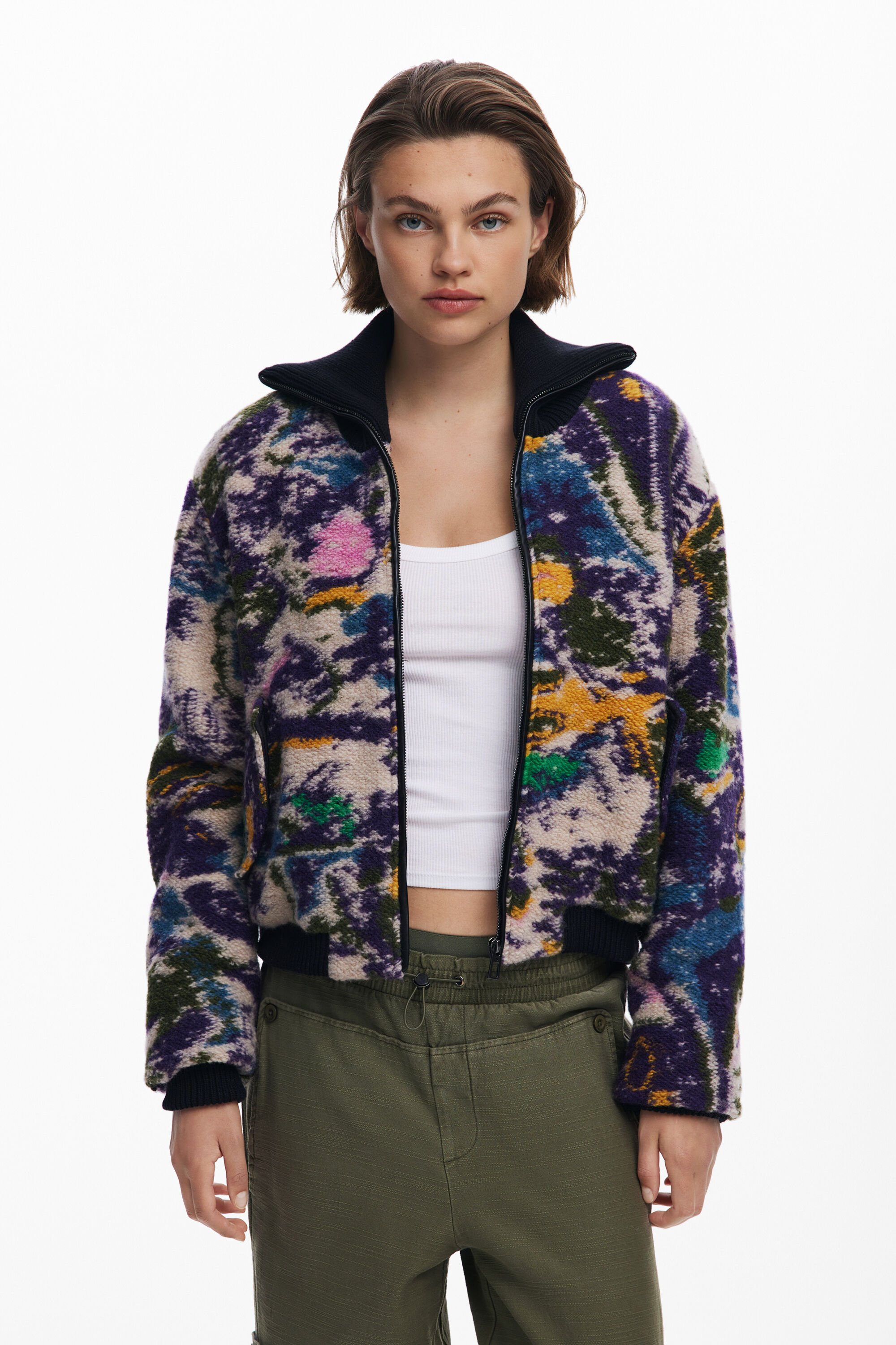 Chaqueta bomber jaspeada Desigual para hombre