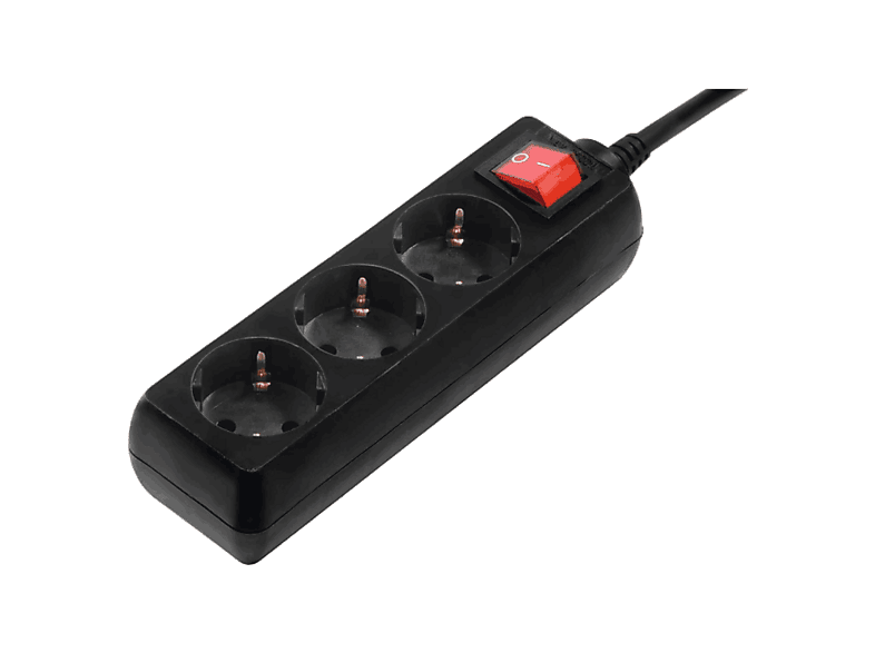 Regleta Hama 3 Tomas con Interruptor Negra
