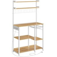 Soporte de microondas regulable Roble Dorado y Blanco Nube