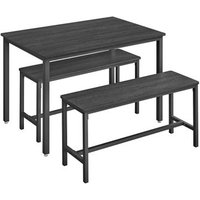 Conjunto de Comedor Rústico Industrial con Mesa y 2 Bancos