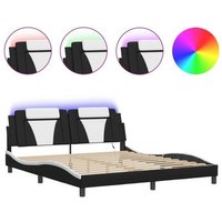 Cama Doble 180x200 cm Estructura con Luces LED y Cuero CFW4006054