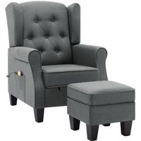 Sillón de Masaje con Reposapiés Tela Gris