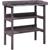 Mesa para Plantas con Estantes de Madera de Abeto Gris 78x38x82.5 Cm