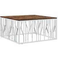 Mesa de Centro Acero Inoxidable y Madera Reciclada