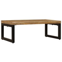 Mesa de Centro de Madera Maciza de Mango y Acero 100x50x35 Cm