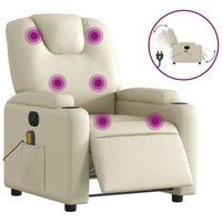 Sillón de Masaje Reclinable Eléctrico Cuero Sintético Cremacfw791975