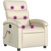 Sillón Reclinable de Masaje de Cuero Sintético Cremacfw792432