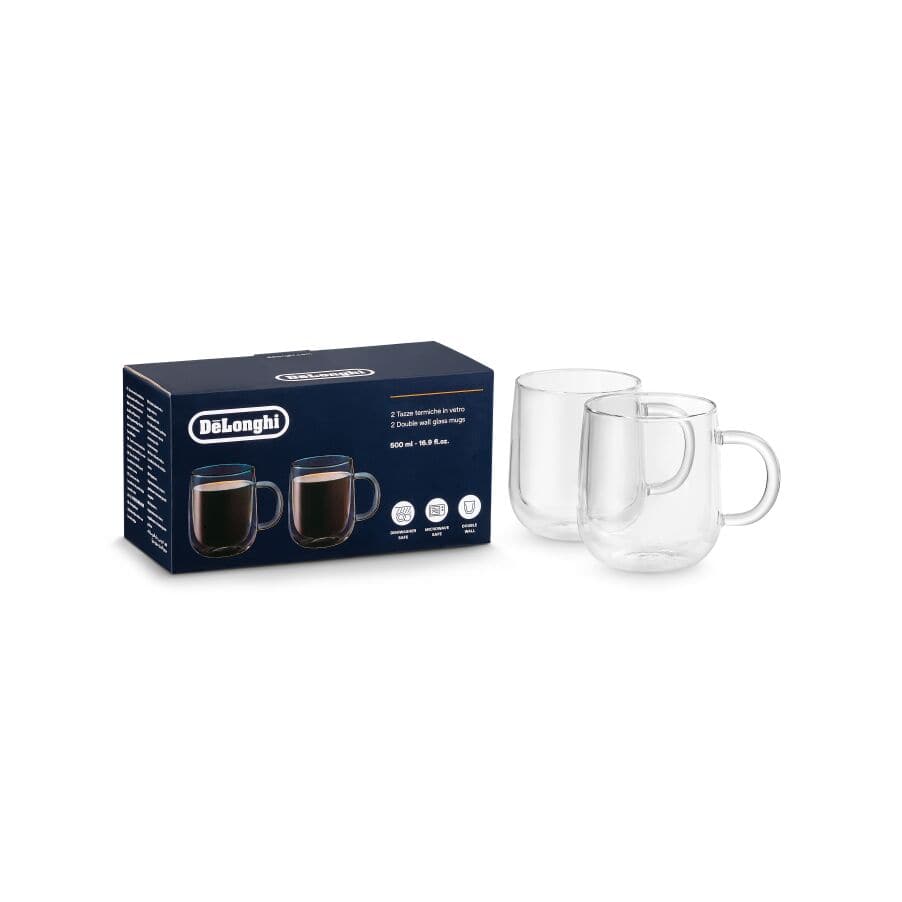 De'Longhi Tazas de vidrio de doble pared DLSC327 (2 unidades, 500 ml)