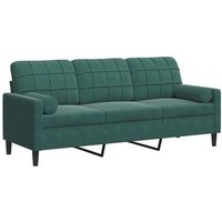 Sofá De 3 Plazas 180 Cm Terciopelo Verde Oscuro