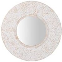 Espejo Decorativo Metálico Redondo Beige