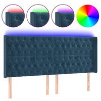 Cabecero Cama Panel con LED Terciopelo Azul Oscuro 183x16x118/128 Cm CFW319503