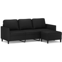 Sofá de 3 Plazas 180 cm Cuero Sintético Negro Cfw46250