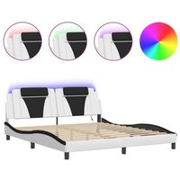 Cama Doble 180x200 Cm Estructura con Luces LED Cuero PE